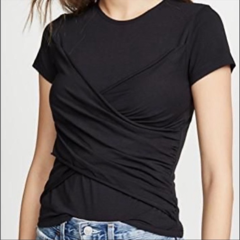 ATM Anthony Thomas Melillo Pima Cotton Twist T-Shirt Black Sz S